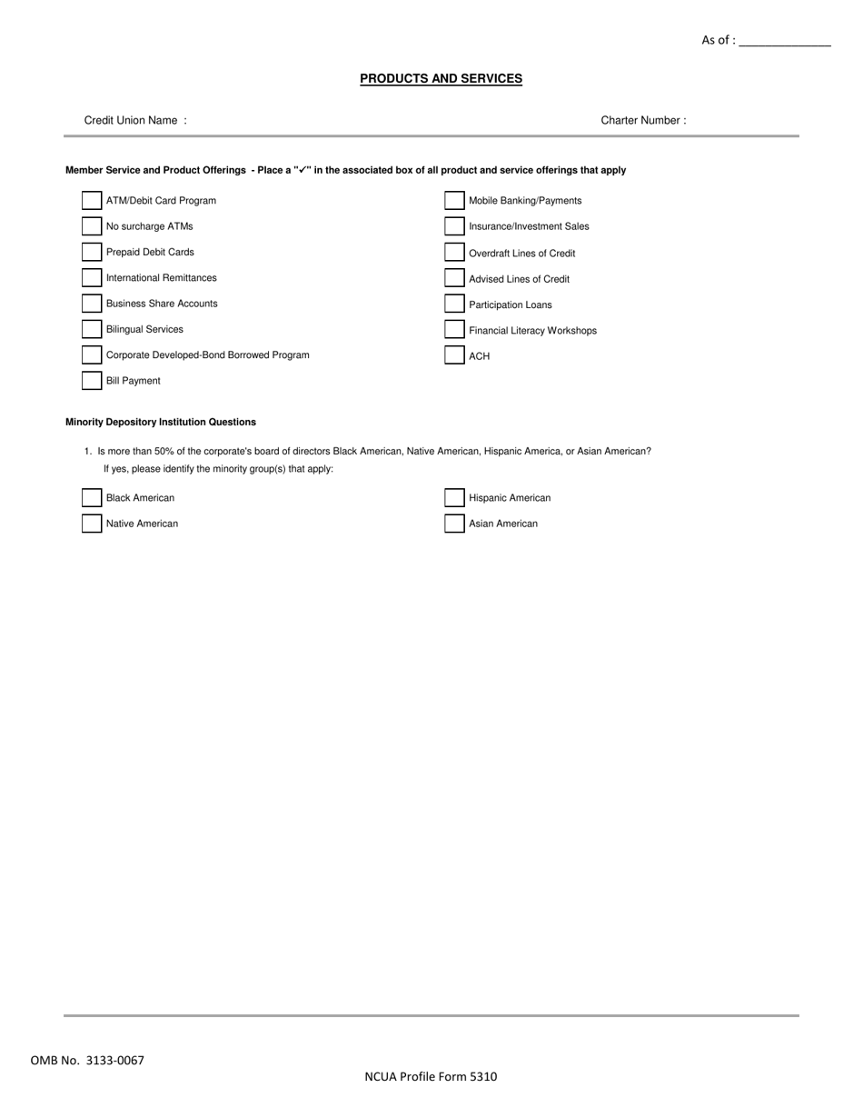 NCUA Profile Form 5310 Corporate Non-financial Profile Form, Page 9