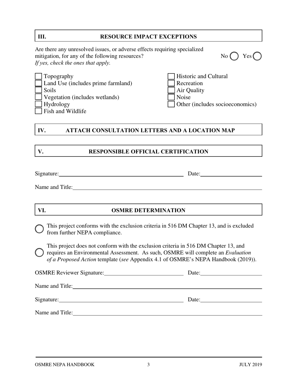 Appendix 6.6 Abandoned Mine Lands Categorical Exclusion Determination Form, Page 3