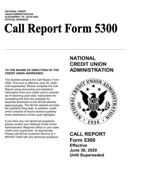 Form 5300 Call Report