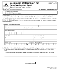 PBGC Form 707 Designation of Beneficiary for Benefits Owed at Death (Currently Receiving Pension Benefits), Page 3