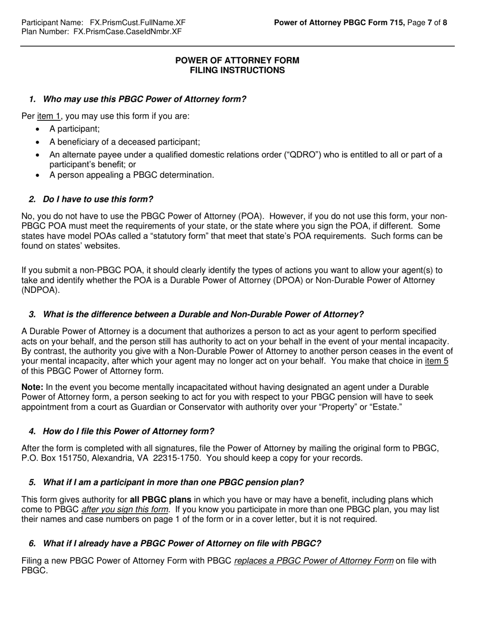 PBGC Form 715 Power of Attorney (Poa), Page 9