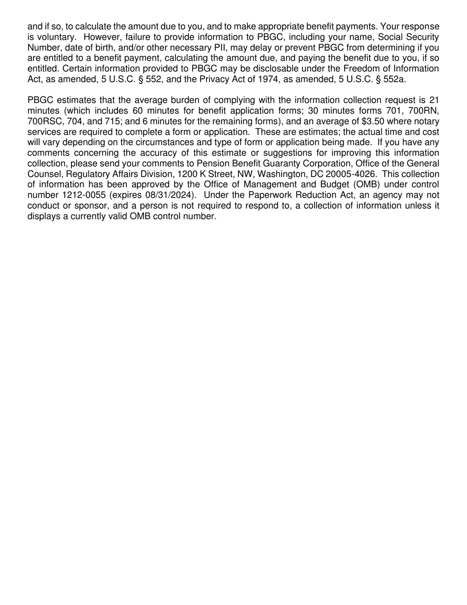 PBGC Form 719 Election to Withhold Federal Income Tax From Periodic Payments, Page 2