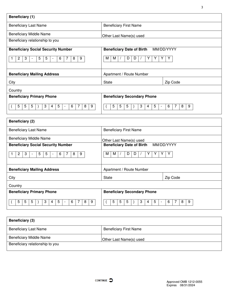 PBGC Form 711 Change of Beneficiary for Certain  Continuous (Cc) Benefits Only, Page 5