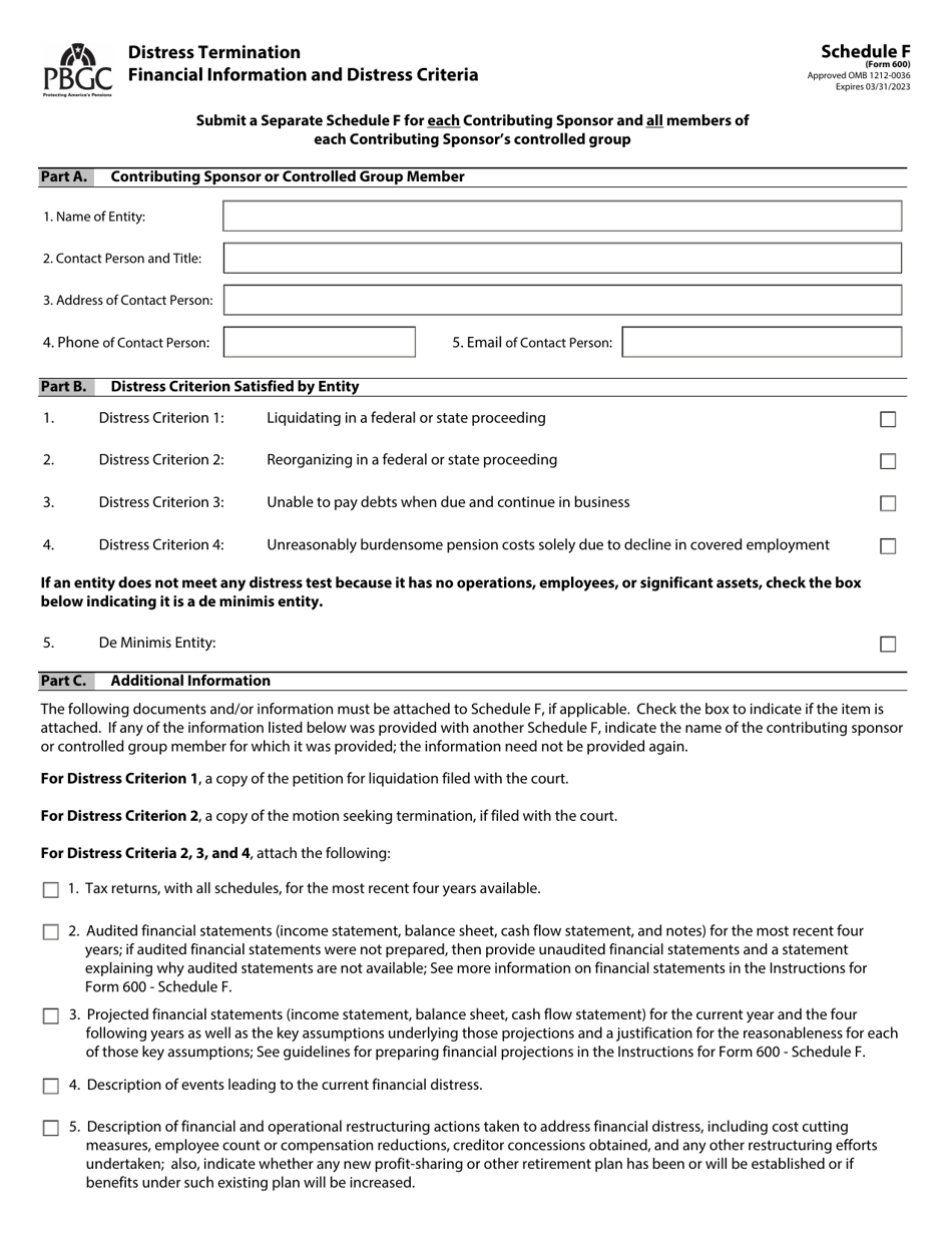 PBGC Form 600 Distress Termination Notice of Intent to Terminate, Page 3