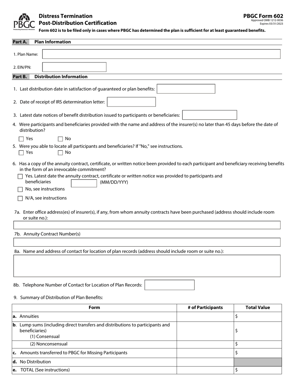 PBGC Form 600 Distress Termination Notice of Intent to Terminate, Page 7