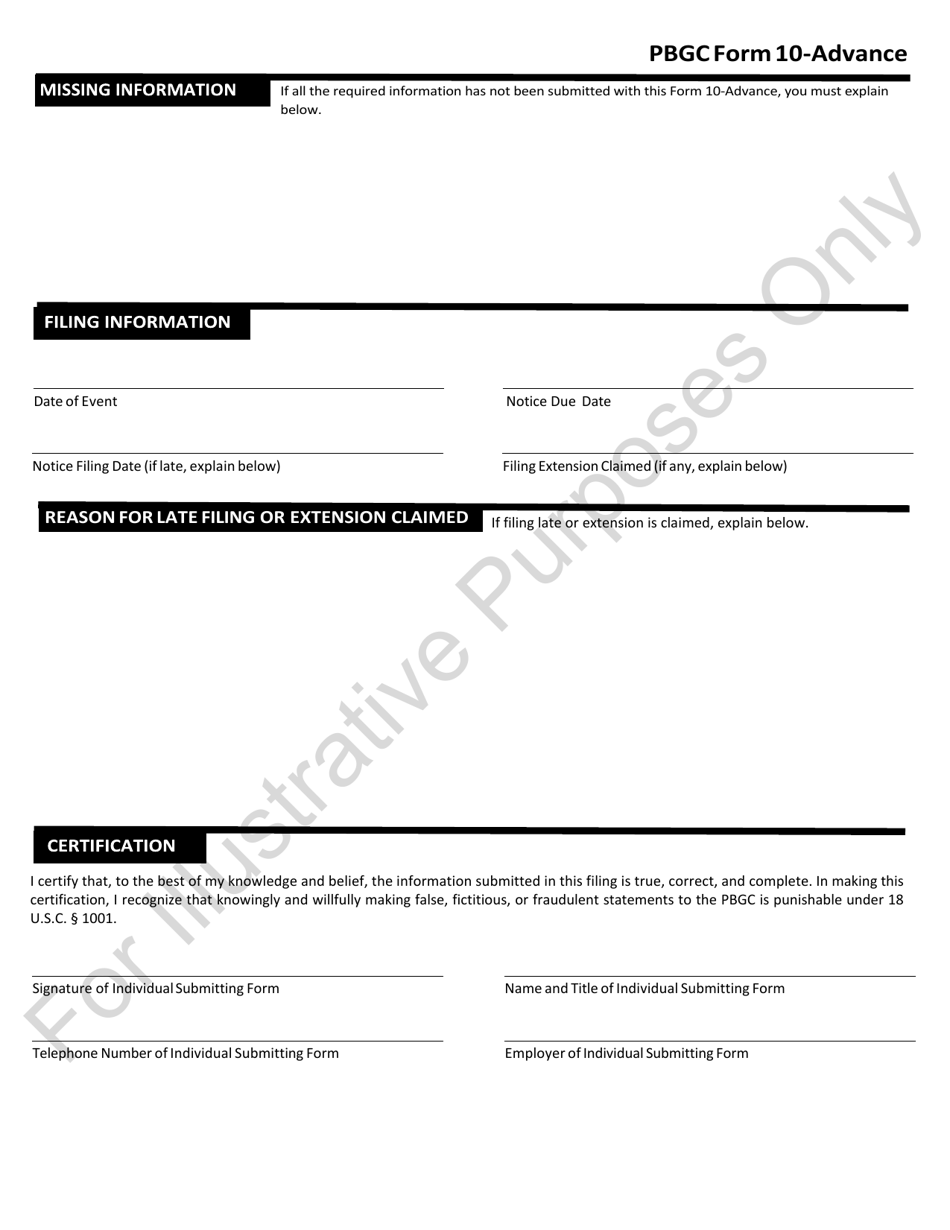 PBGC Form 10-ADVANCE Advance Notice of Reportable Events, Page 3