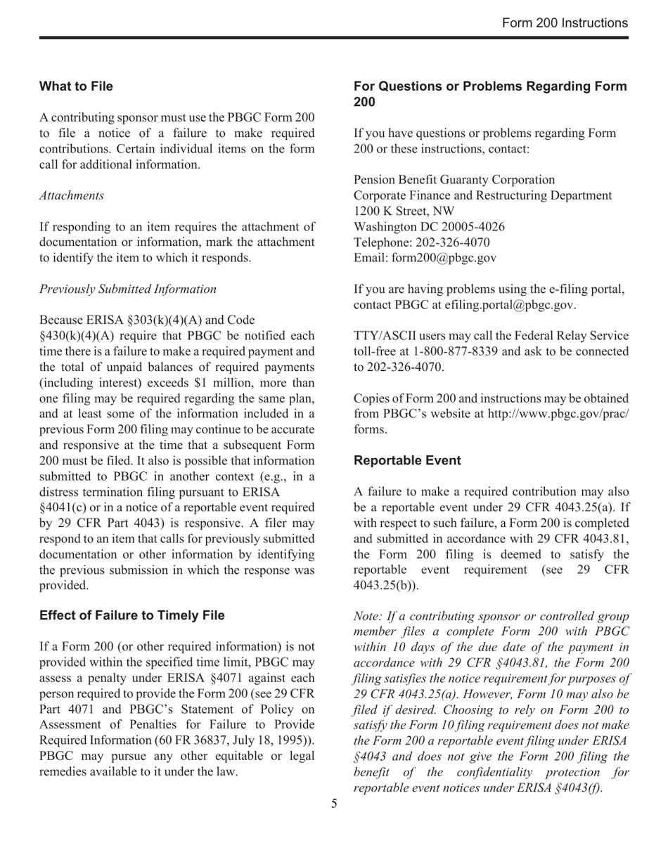 Instructions for PBGC Form 200 Notice of Failure to Make Required Contributions, Page 5