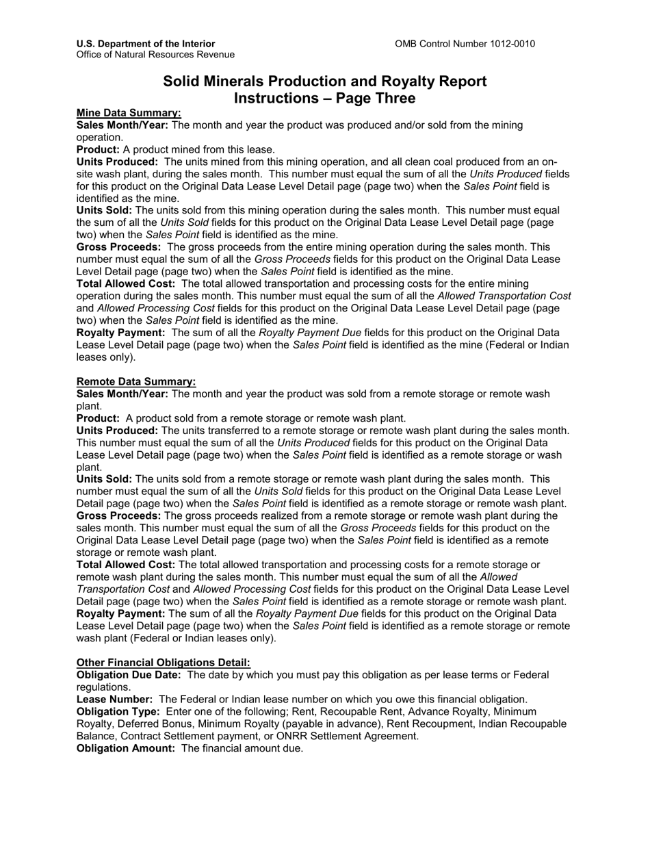 Instructions for Form ONRR-4430 Solid Minerals Production and Royalty Report, Page 3
