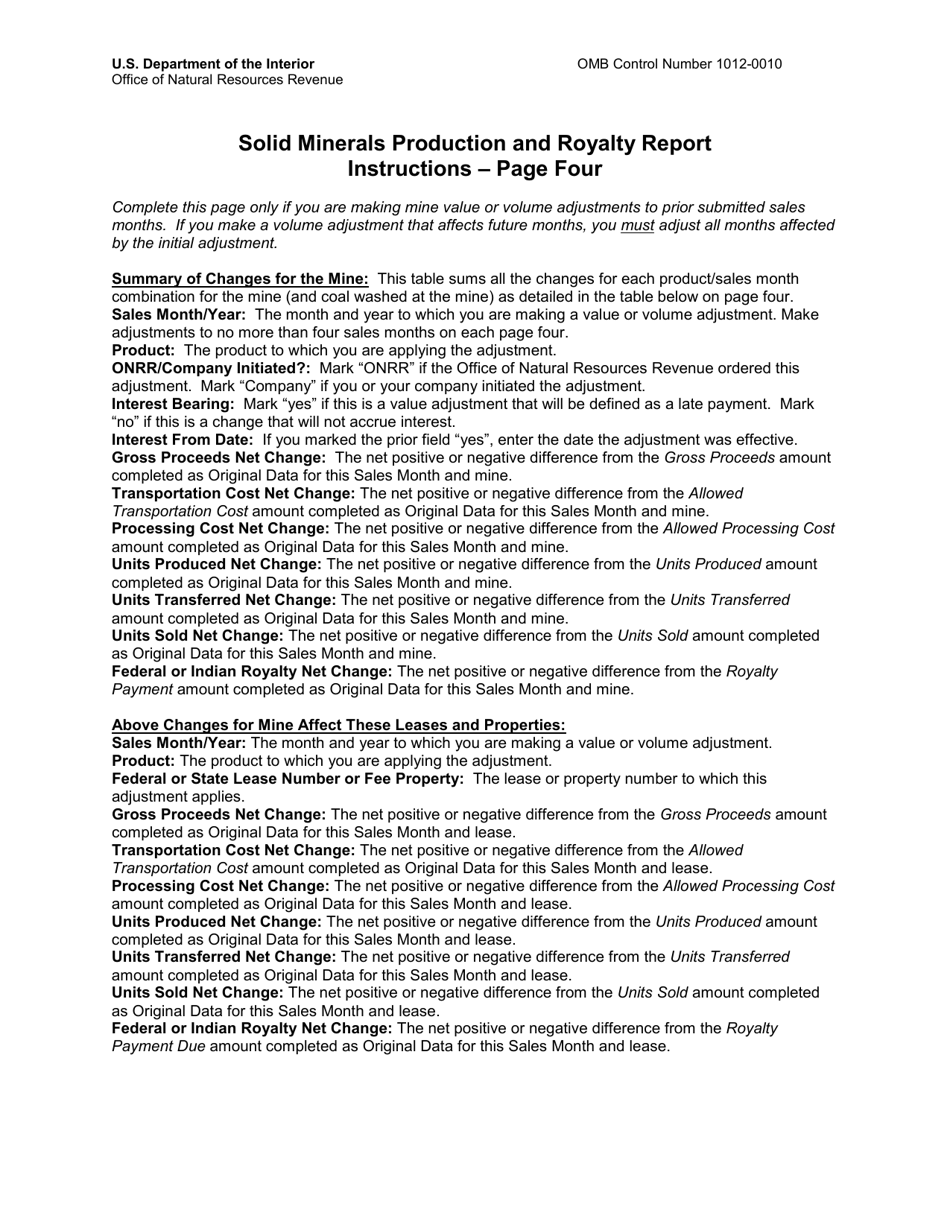 Instructions for Form ONRR-4430 Solid Minerals Production and Royalty Report, Page 4