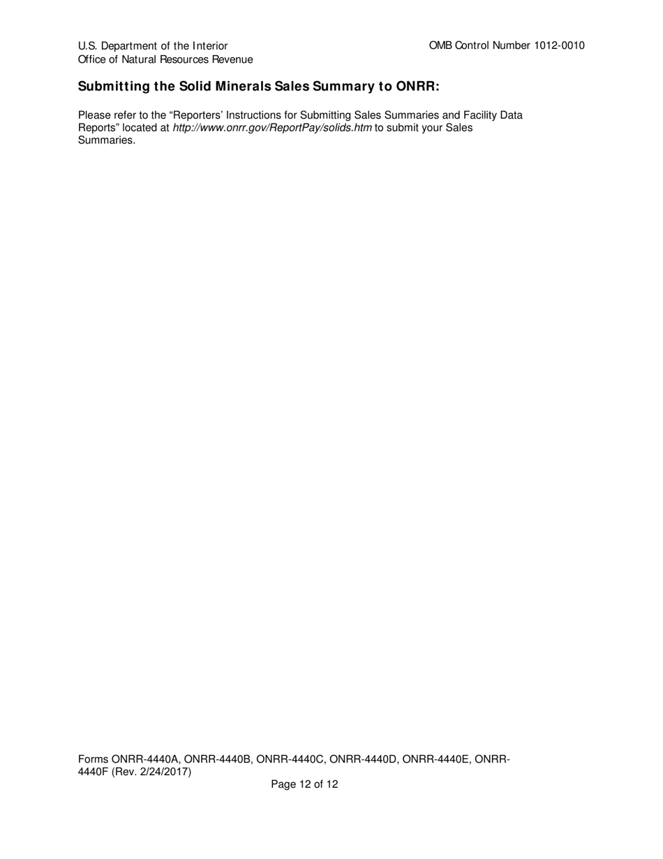 Instructions for Form ONRR-4440 Solid Minerals Sales Summary, Page 12