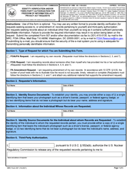 NRC Form 507 Identity Verification and/or Third-Party Authorization for Freedom of Information Act/Privacy Act Requests