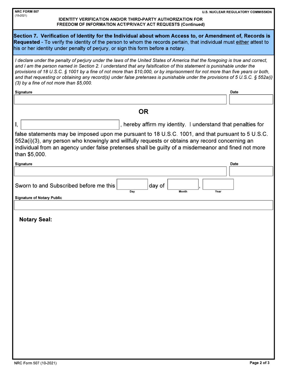 NRC Form 507 Fill Out, Sign Online and Download Fillable PDF
