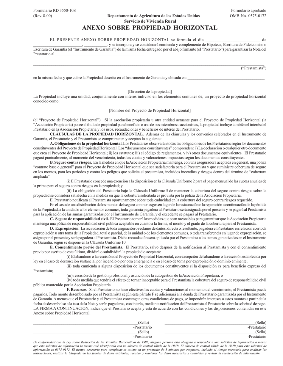 Formulario RD3550-10S Anexo Sobre Propiedad Horizontal (Spanish), Page 1