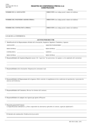 Document preview: Formulario RD1924-16 Registro De Conferencia Previa a La Construccion (Spanish)