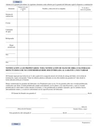 Formulario RD1924-19 Garantia Del Constructor (Spanish), Page 2