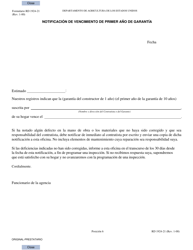 Document preview: Formulario RD1924-21 Notificacion De Vencimiento De Primer Ano De Garantia (Spanish)