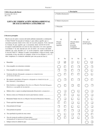 Formulario RD1940-22 Lista De Verificacion Medioambiental De Exclusiones Categoricas (Spanish)
