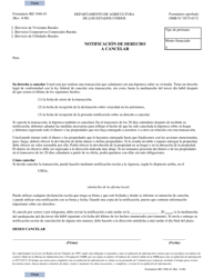 Document preview: Formulario RD1940-43 Notificacion De Derecho a Cancelar (Spanish)