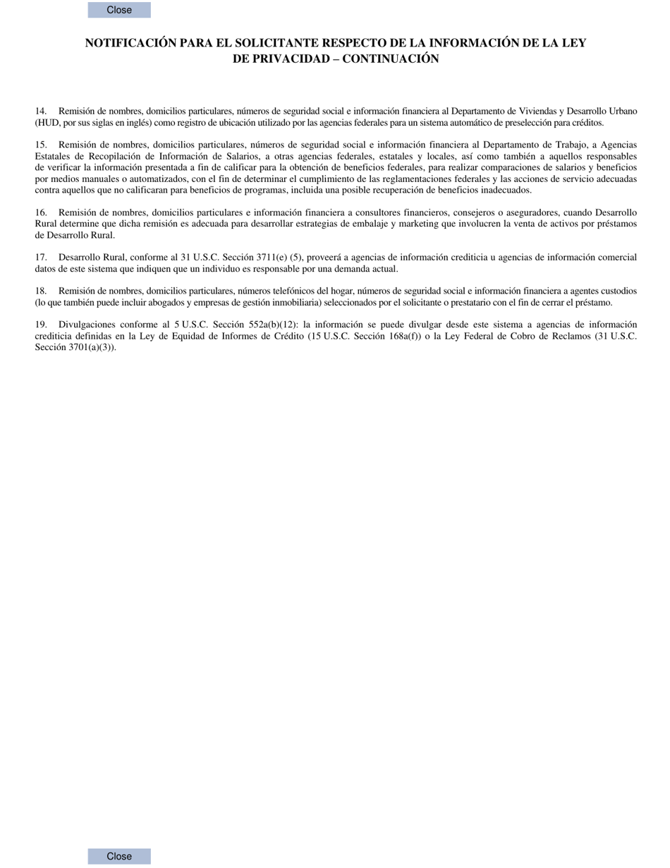 Formulario RD3550-1 Autorizacion Para Divulgar Informacion (Spanish), Page 3