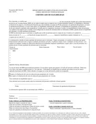 Document preview: Formulario RD1944-59 Certificado De Elegibilidad (Spanish)