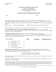 Formulario RD3550-7 Compromiso De Fondos Y Notificacion De Cierre De Prestamo (Spanish)