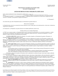 Formulario RD3550-11 Anexo De Proyecto De Unidades Planificadas (Spanish)