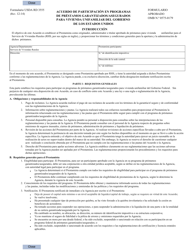 Formulario RD3555 Acuerdo De Participacion En Programas De Prestamos Garantizados/Asegurados Para Vivienda Unifamiliar Del Gobierno De Los Estados Unidos (Spanish)