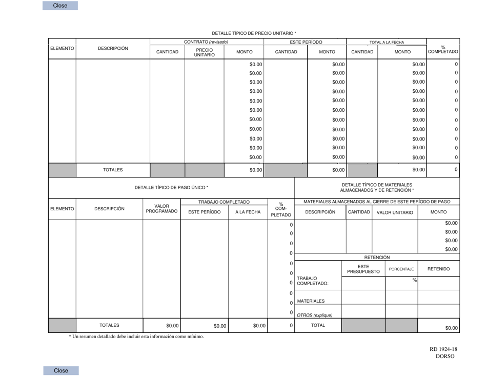 Formulario RD1924-18 Presupuesto Parcial (Spanish), Page 2