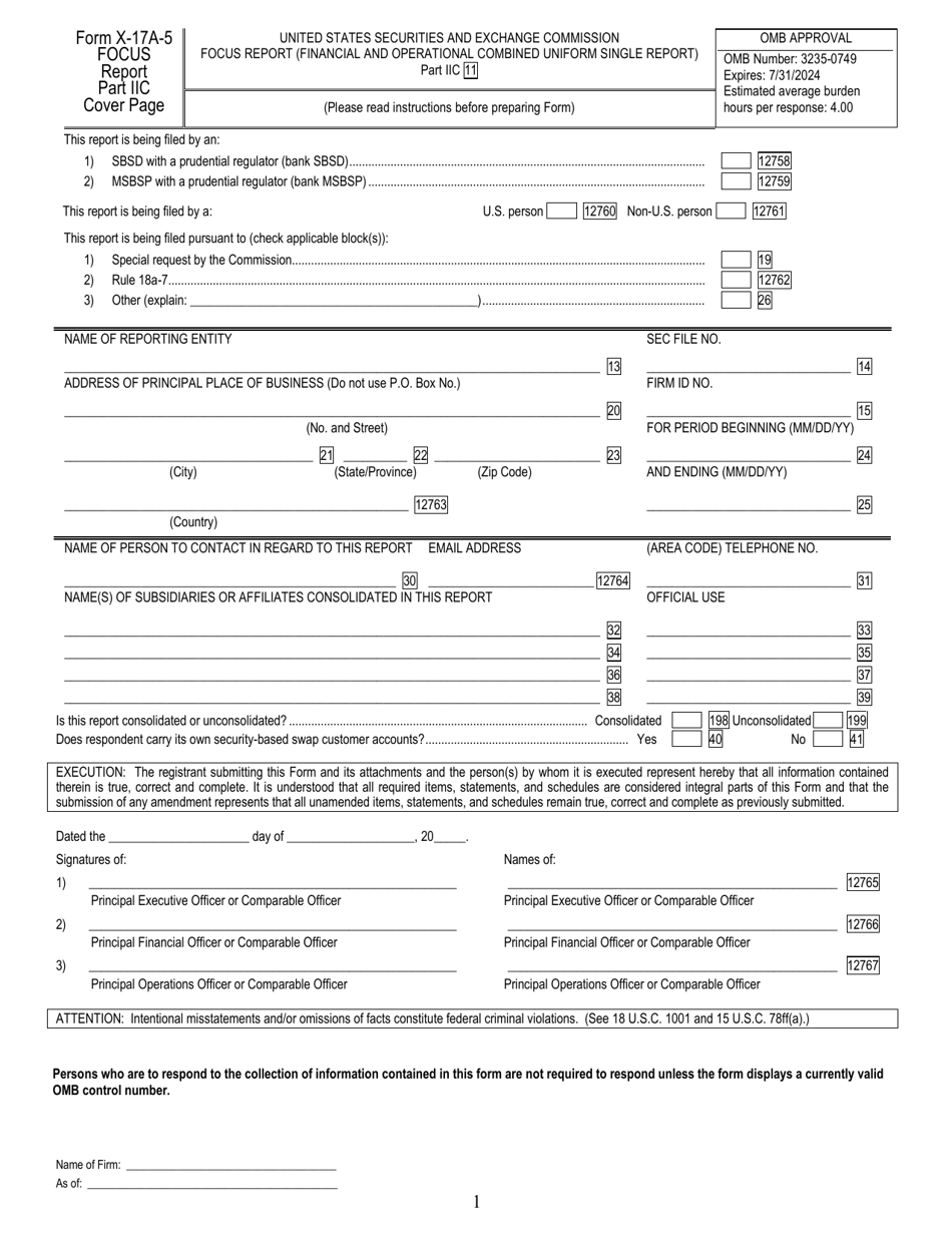 Form X-17a-5 Part Iic - Fill Out, Sign Online And Download Printable 