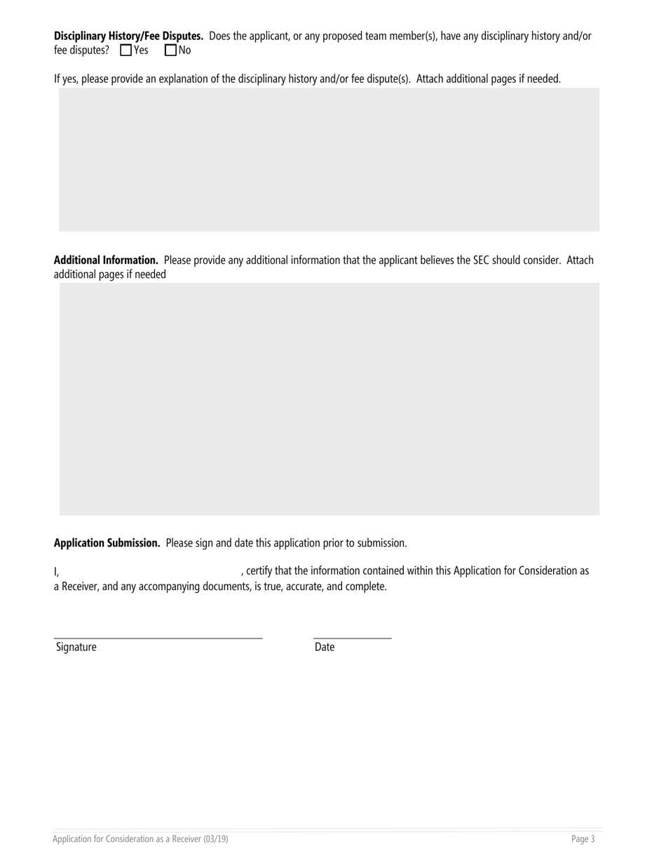 Application for Consideration as a Receiver, Page 4