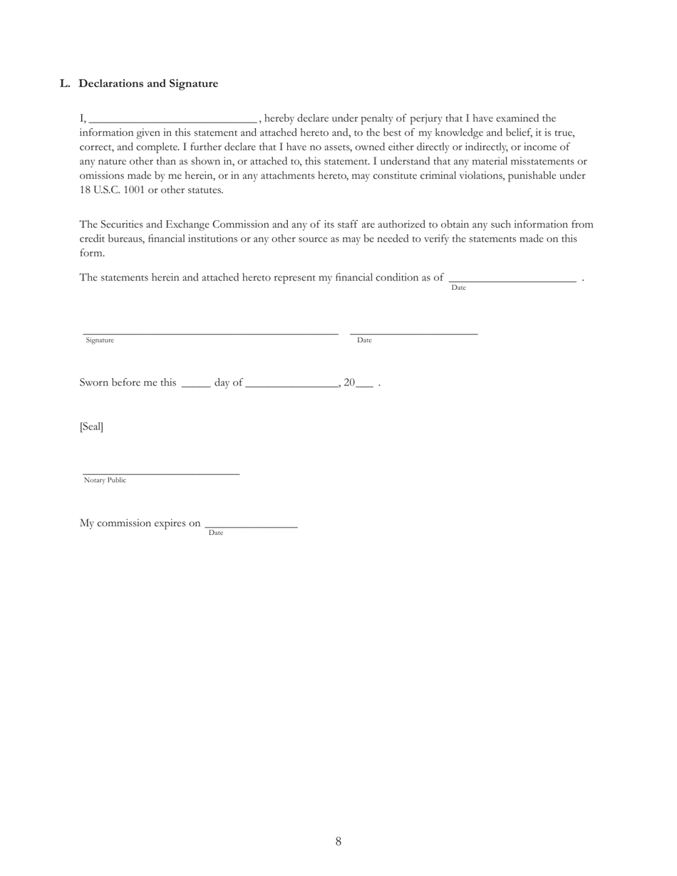 Form D-A Disclosure of Assets and Financial Information, Page 12