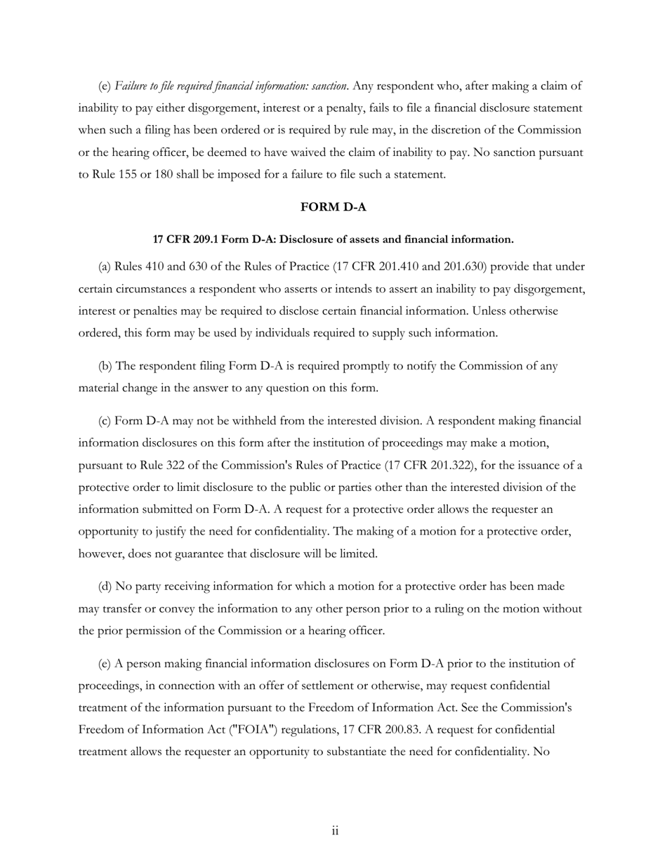 Form D-A Disclosure of Assets and Financial Information, Page 2