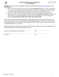 SBA Form 3173 Post Award Report - Restaurant Revitalization Fund Program, Page 2