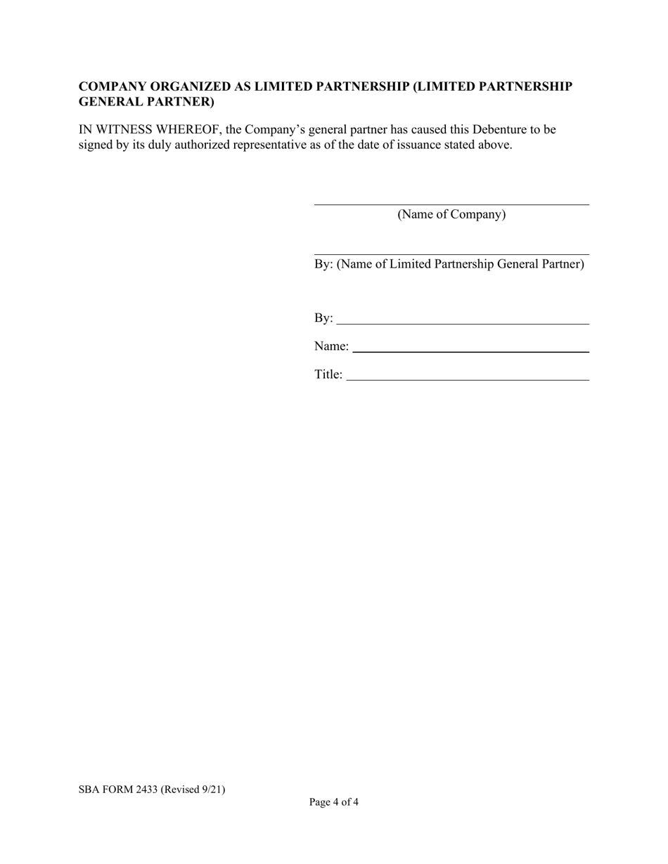 SBA Form 2433 10 Year Energy Saving Debenture Certification, Page 5