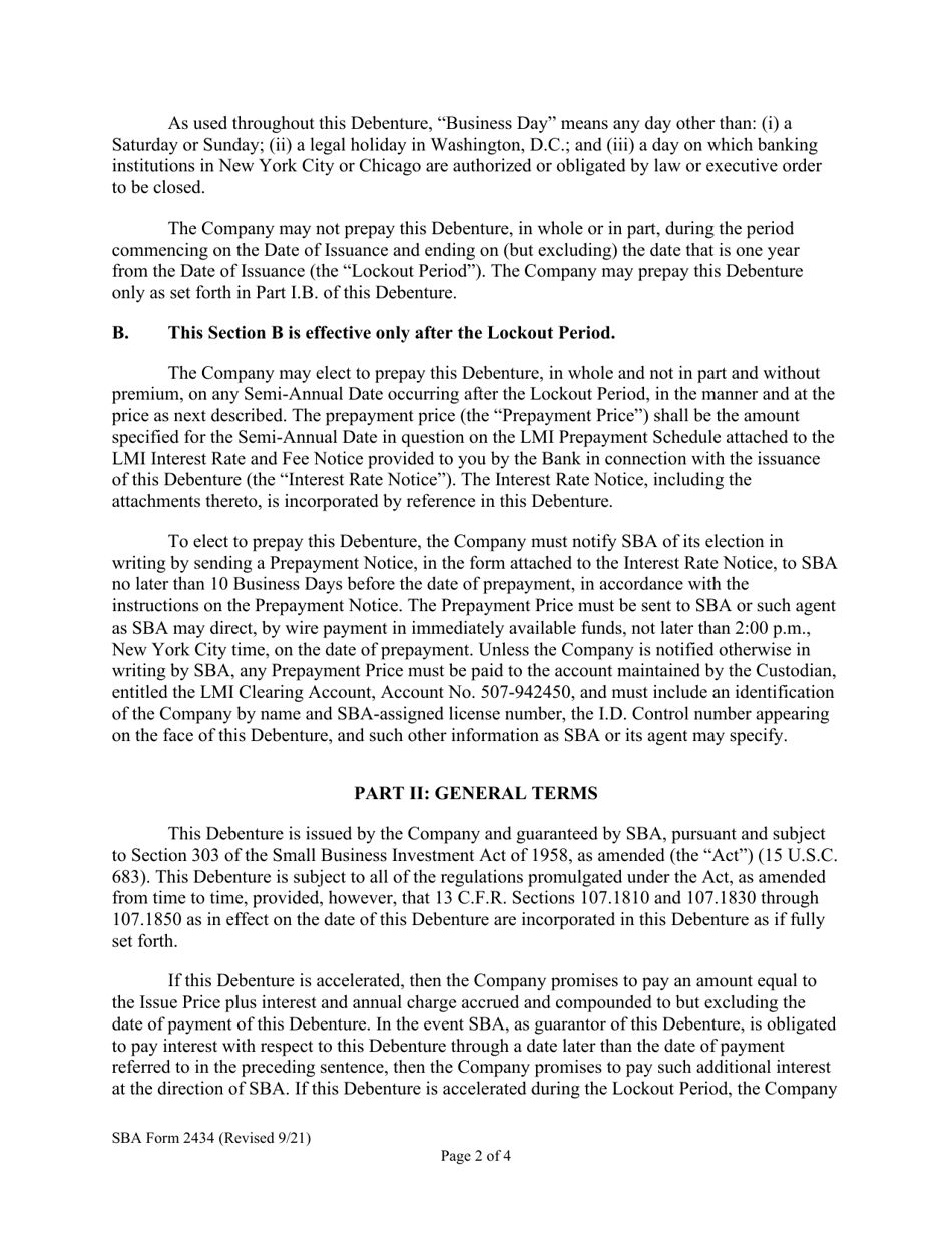 SBA Form 2434 5 Year Energy Saving Debenture Certification, Page 2