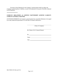 SBA Form 2435 Early Stage Current Pay Debenture, Page 3