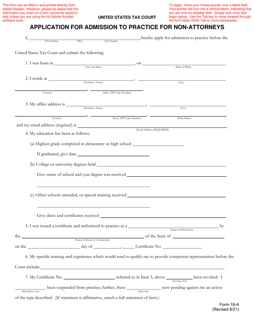 Form 18-A  Printable Pdf