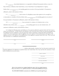 Form 18-A Application for Admission to Practice for Non-attorneys, Page 2