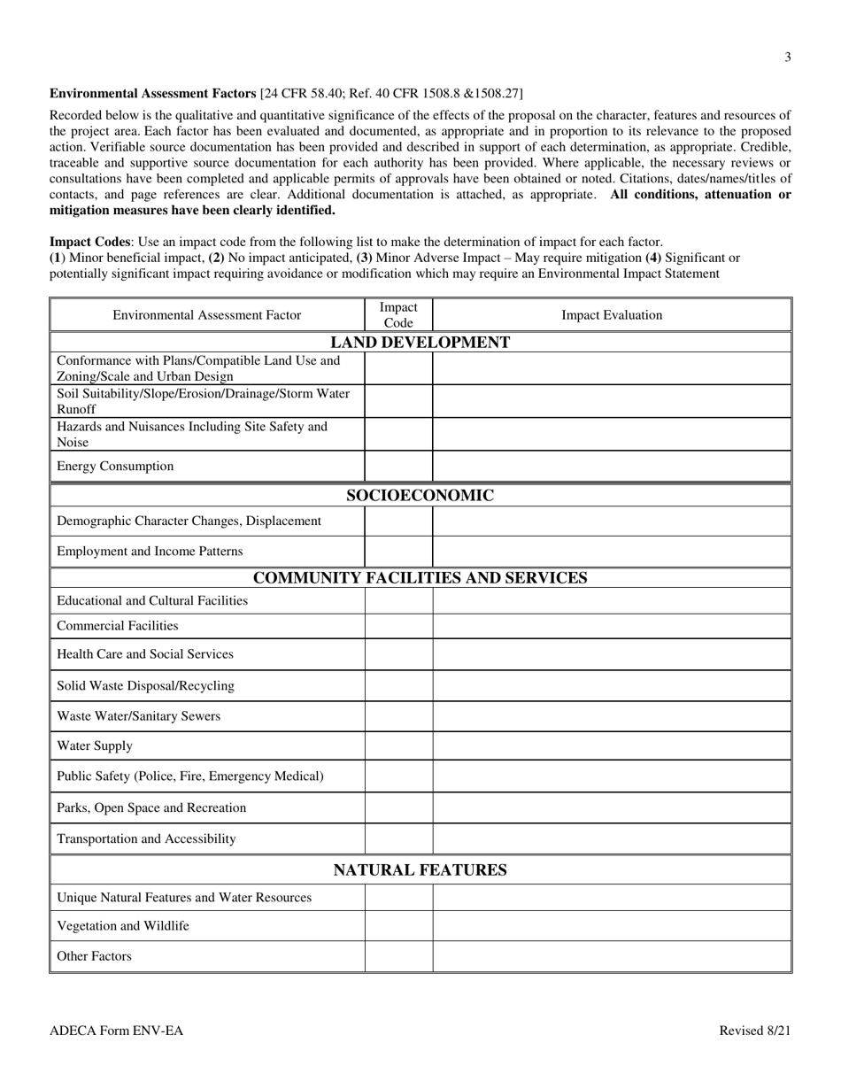 ADECA Form ENV-EA Environmental Assessment Form - Alabama, Page 3