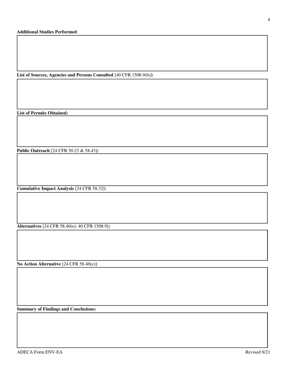 ADECA Form ENV-EA Environmental Assessment Form - Alabama, Page 4