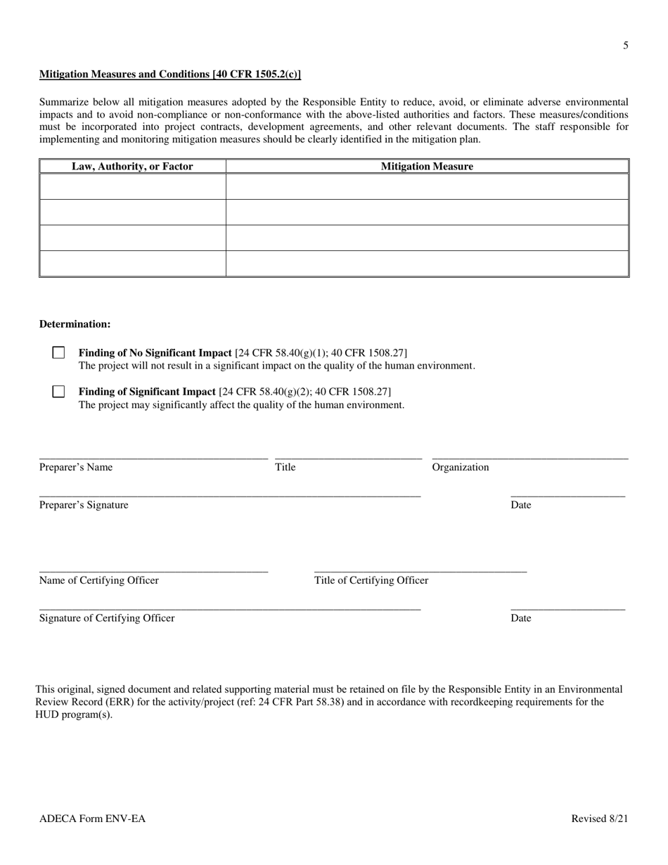 ADECA Form ENV-EA Environmental Assessment Form - Alabama, Page 5