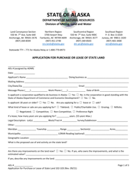 Document preview: Form 102-103 Application for Purchase or Lease of State Land - Alaska