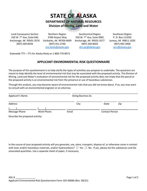 Form 102-4008A  Printable Pdf