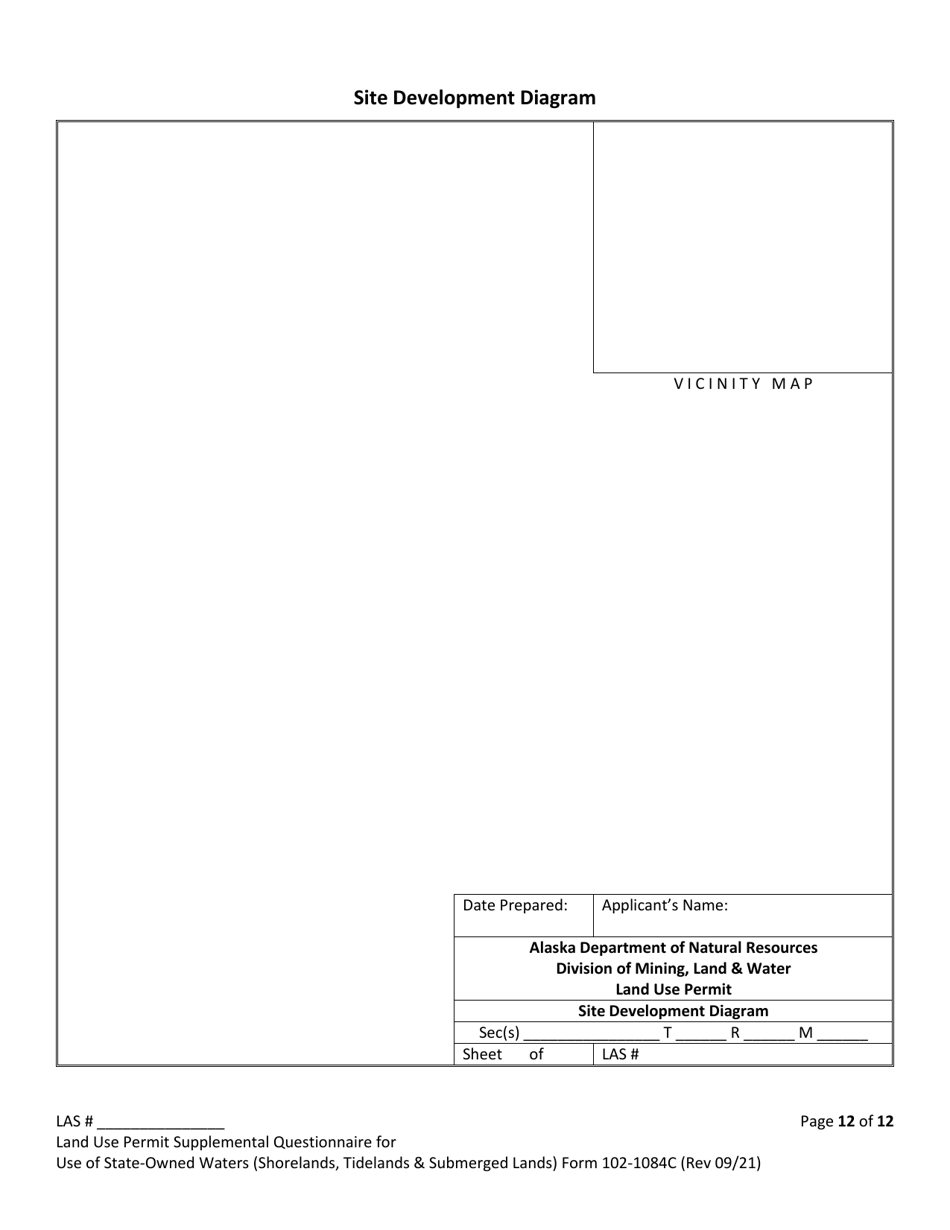 Form 102-1084C Land Use Permit Application Supplemental Questionnaire for Use of State-Owned Waters (Shorelands, Tidelands  Submerged Lands) - Alaska, Page 12
