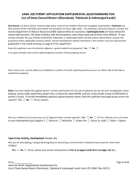 Form 102-1084C Land Use Permit Application Supplemental Questionnaire for Use of State-Owned Waters (Shorelands, Tidelands &amp; Submerged Lands) - Alaska