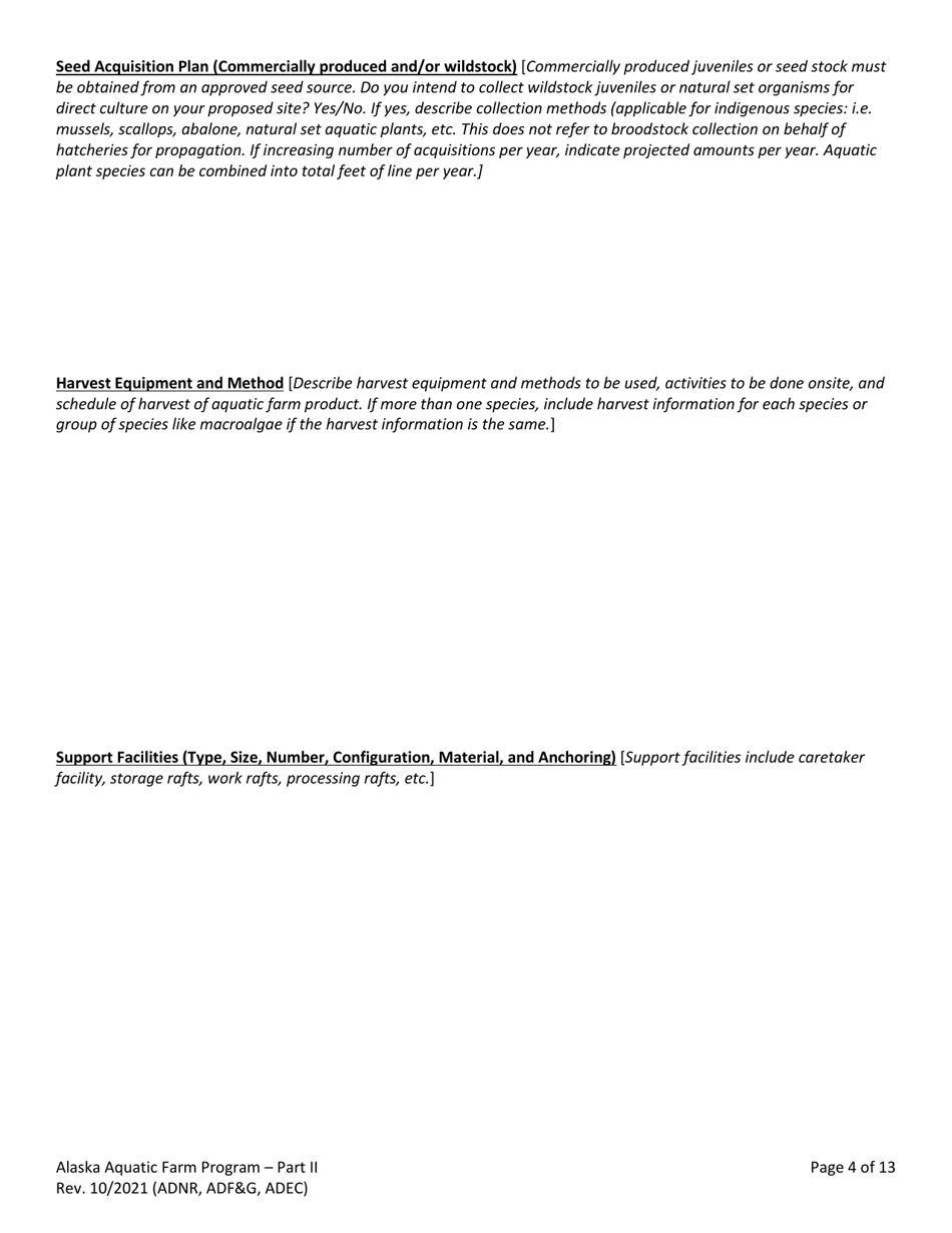 Part II Joint Agency Application - Alaska Aquatic Farm Program - Alaska, Page 4