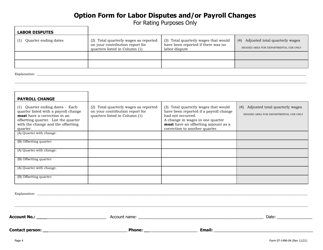 Document preview: Form 07-1496-04 Option Form for Labor Disputes and/or Payroll Changes - Alaska