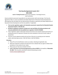 Form 05-22-020 &quot;Test Security Agreement Levels 1 &amp; 2&quot; - Alaska, 2022