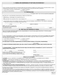Form CG-1261 Builder&#039;s Certification and First Transfer of Title, Page 2