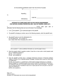 Document preview: Form CIV-731.1 Affidavit of Compliance With 30-day Notice Requirement for Certain Covered Properties (SEC. 4024 of Federal CARES Act) - Alaska